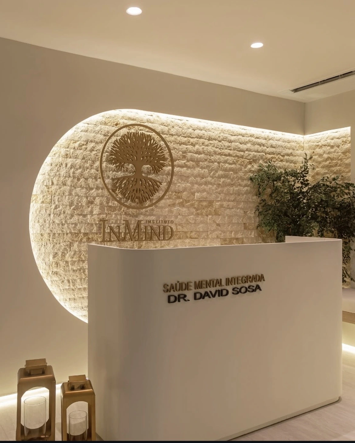 Recepção do Instituto InMind em Botafogo, Rio de Janeiro — clínica psiquiátrica do Dr. David Sosa